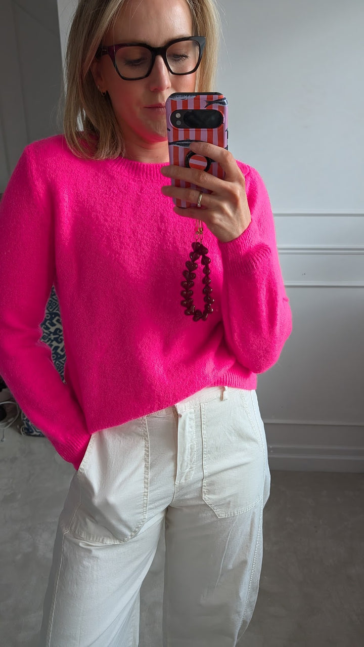 Neon Pink Crewneck Sweater