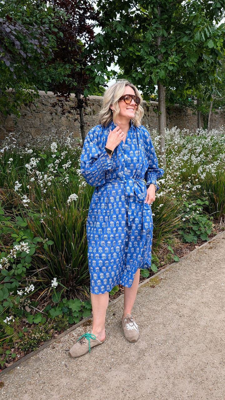 Salomi Blue Floral cotton printed Dress