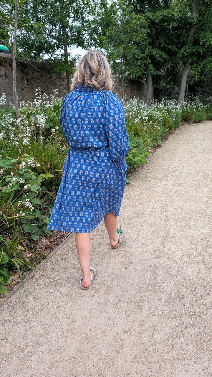 Salomi Blue Floral cotton printed Dress