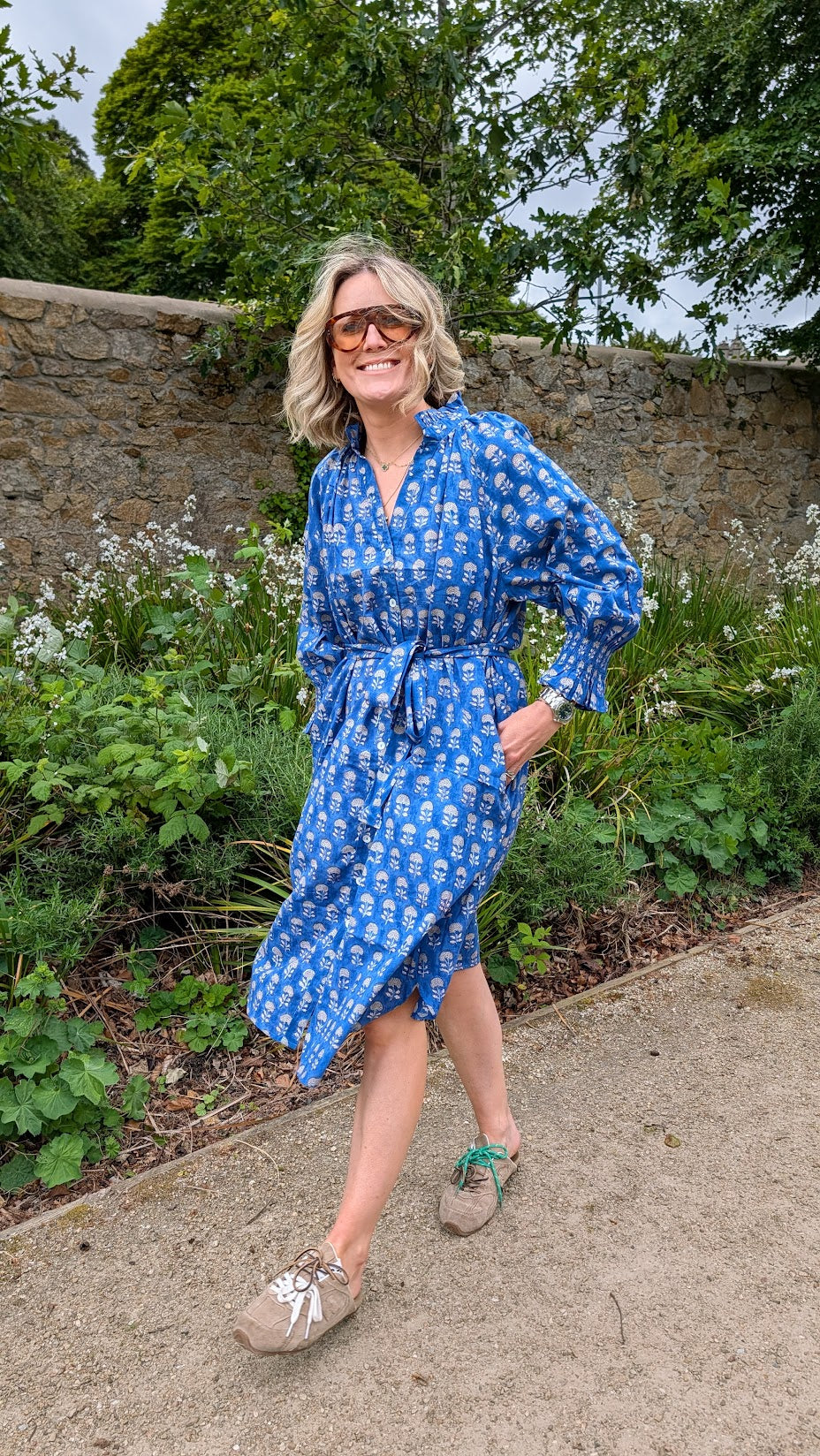 Salomi Blue Floral cotton printed Dress