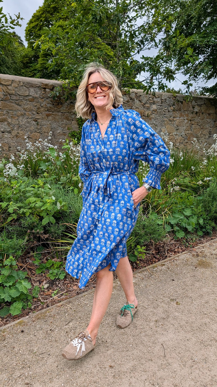 Salomi Blue Floral cotton printed Dress