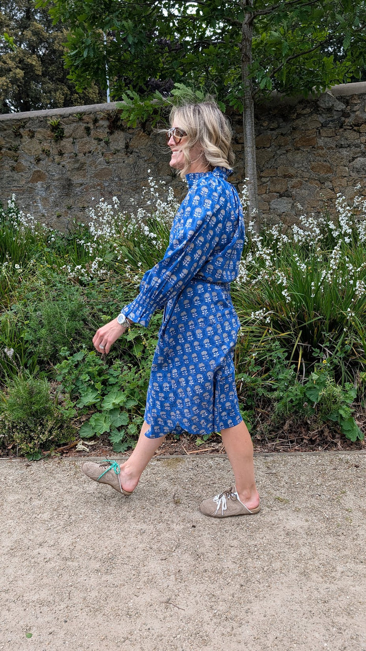 Salomi Blue Floral cotton printed Dress