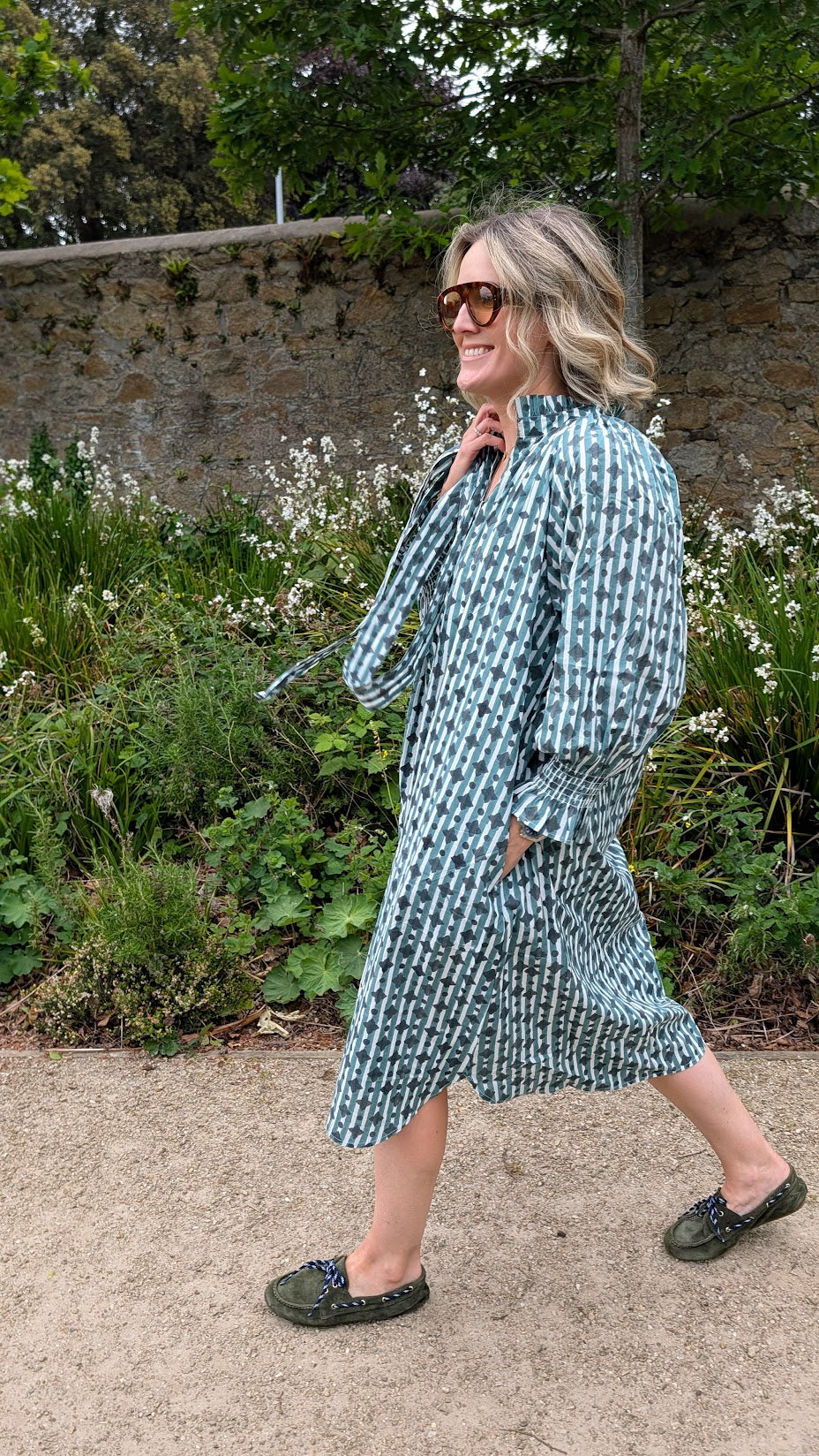 Salomi Green Stripe cotton printed dress