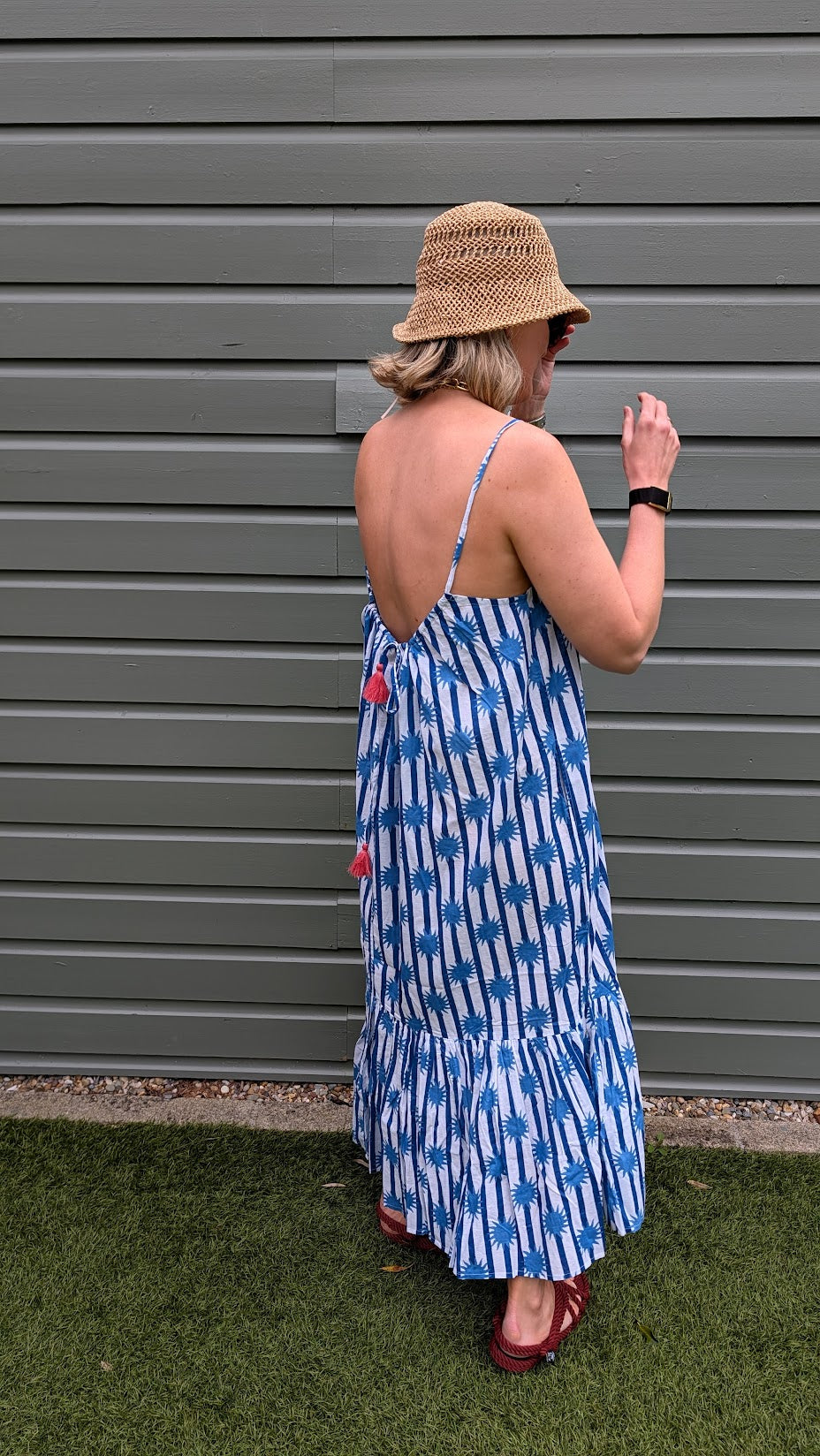 Blue Stripe Sun Adjustable Summer Dress
