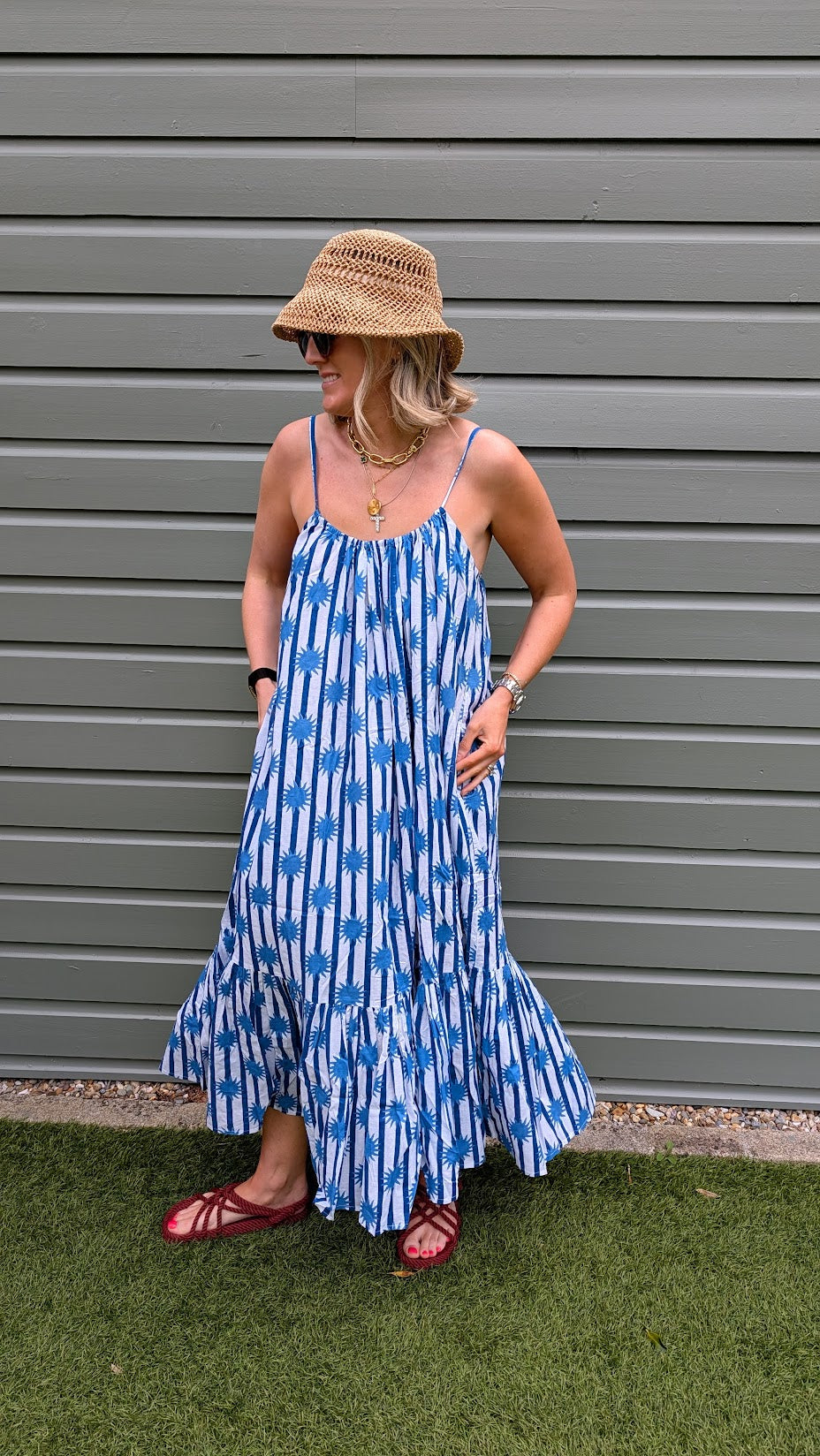 Blue Stripe Sun Adjustable Summer Dress