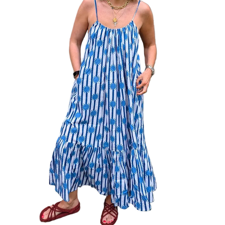 Blue Stripe Sun Adjustable Summer Dress