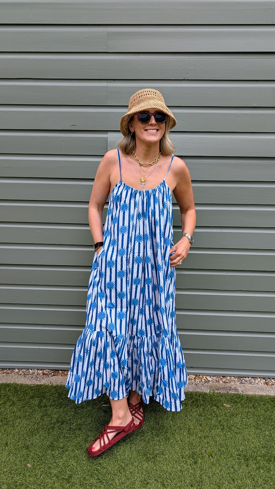 Blue Stripe Sun Adjustable Summer Dress