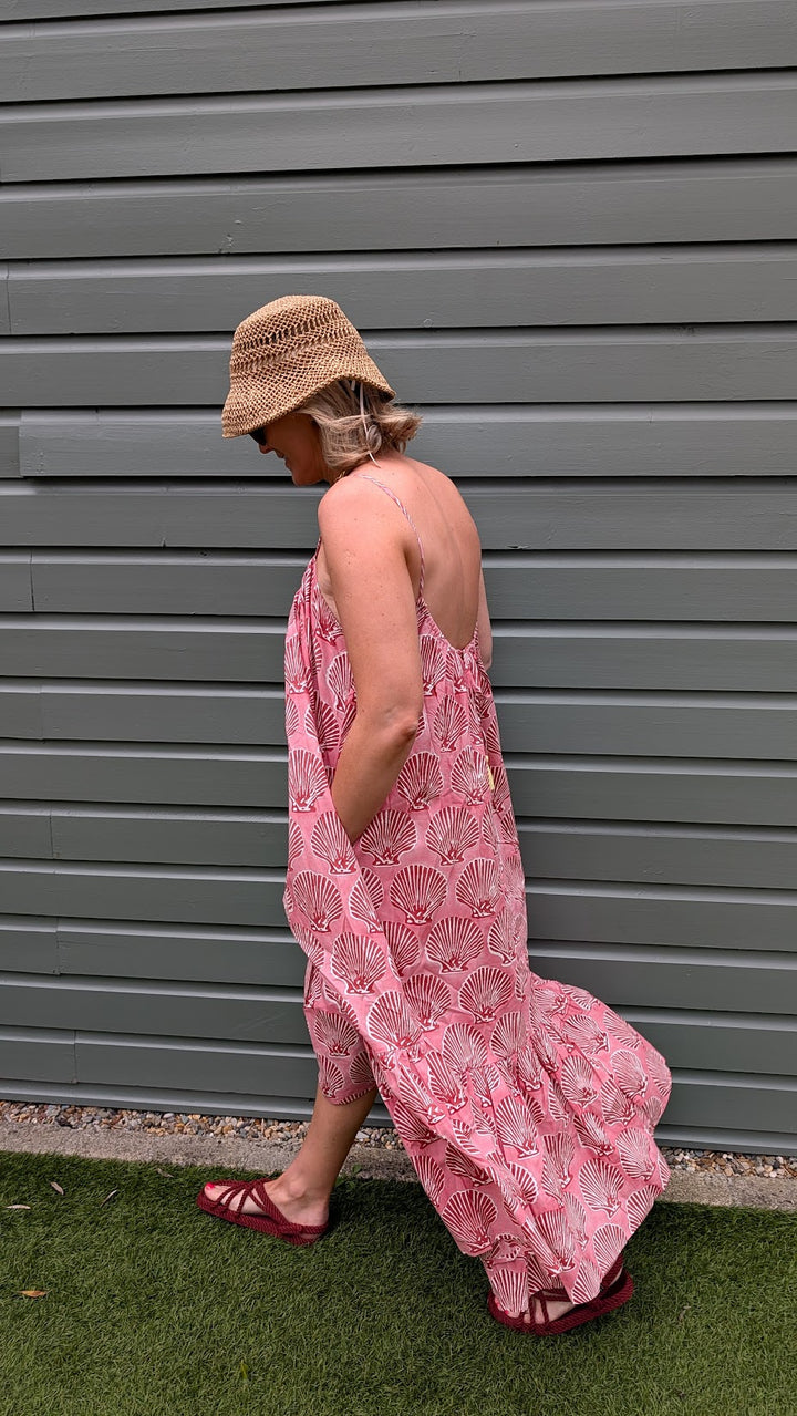 Pink Shell Adjustable Summer Dress