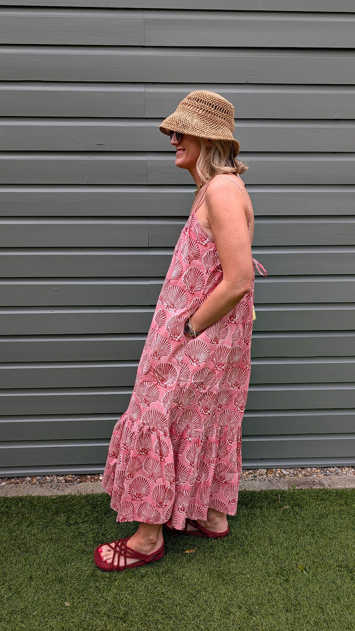 Pink Shell Adjustable Summer Dress