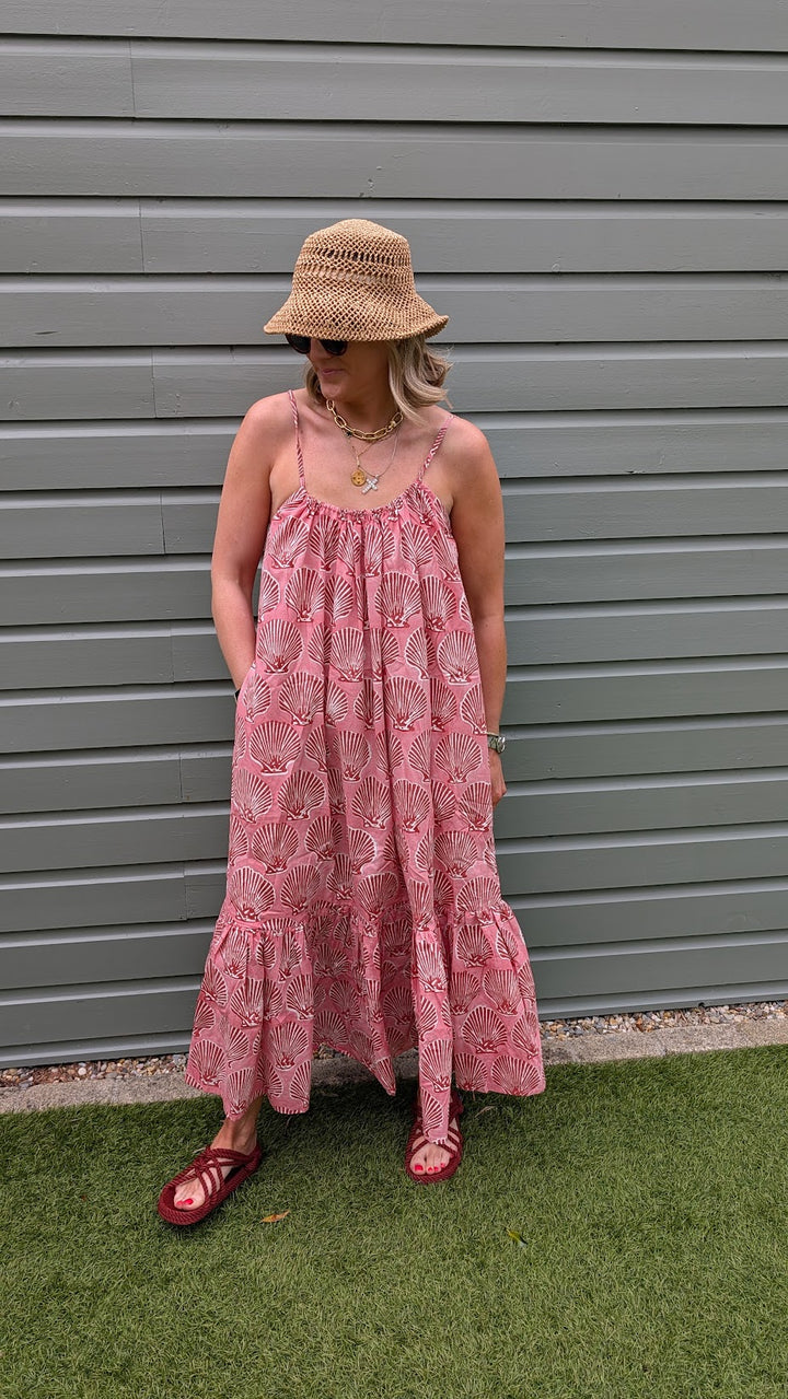 Pink Shell Adjustable Summer Dress