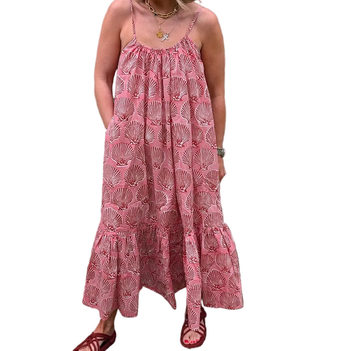 Pink Shell Adjustable Summer Dress