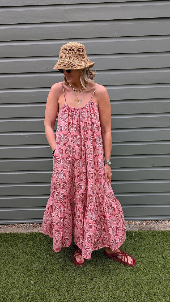 Pink Shell Adjustable Summer Dress