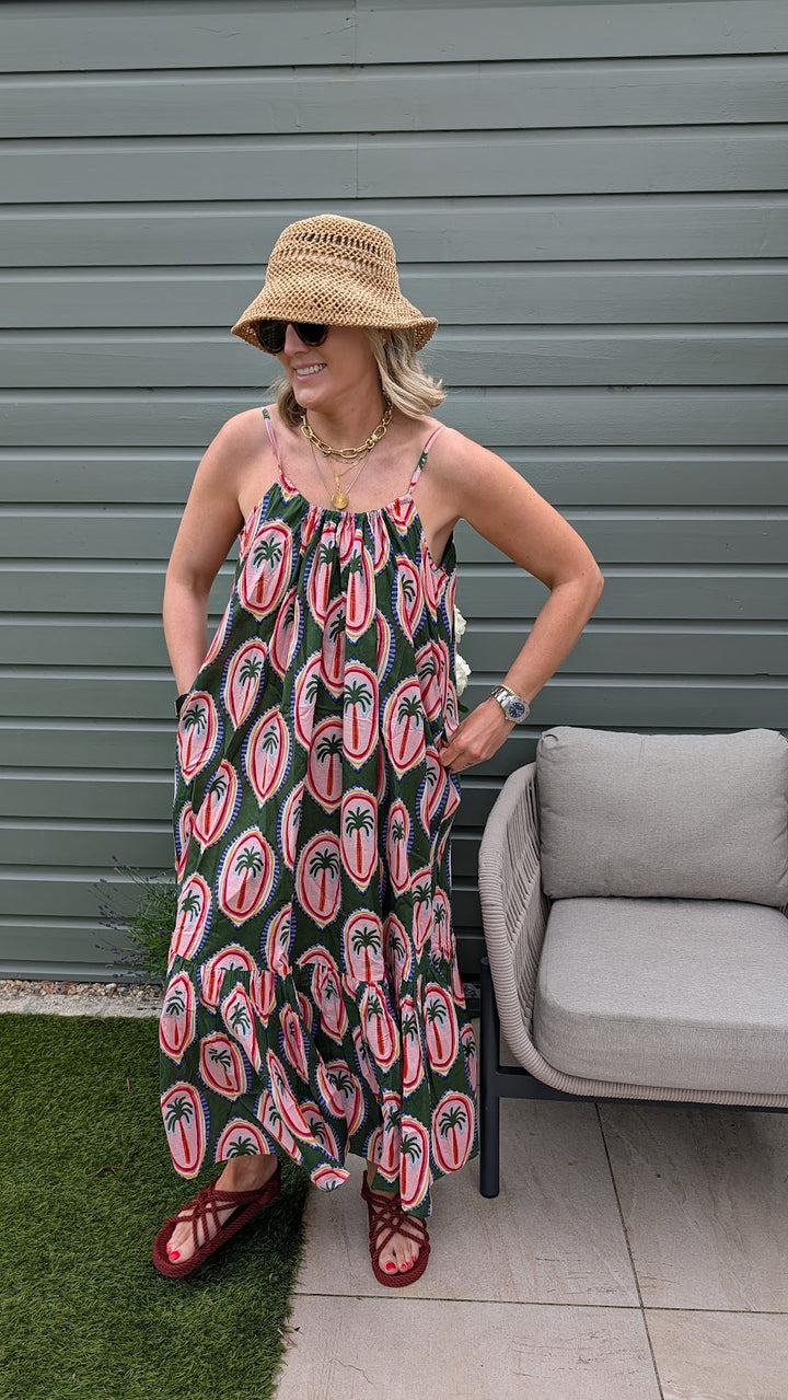 Palm Green Adjustable Summer Dress