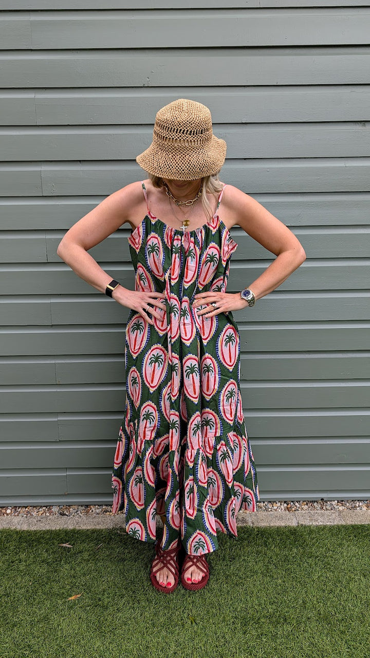 Palm Green Adjustable Summer Dress