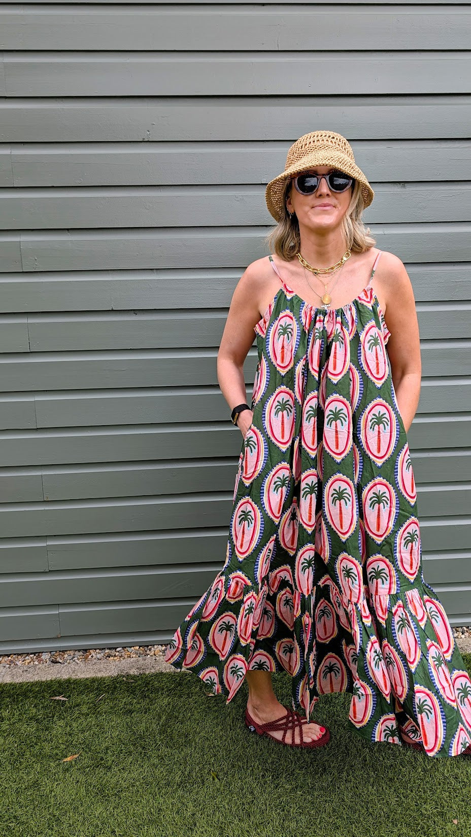 Palm Green Adjustable Summer Dress