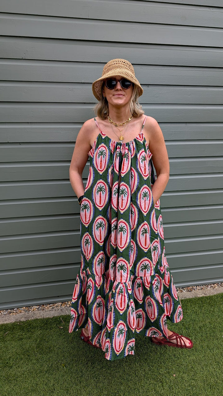 Palm Green Adjustable Summer Dress