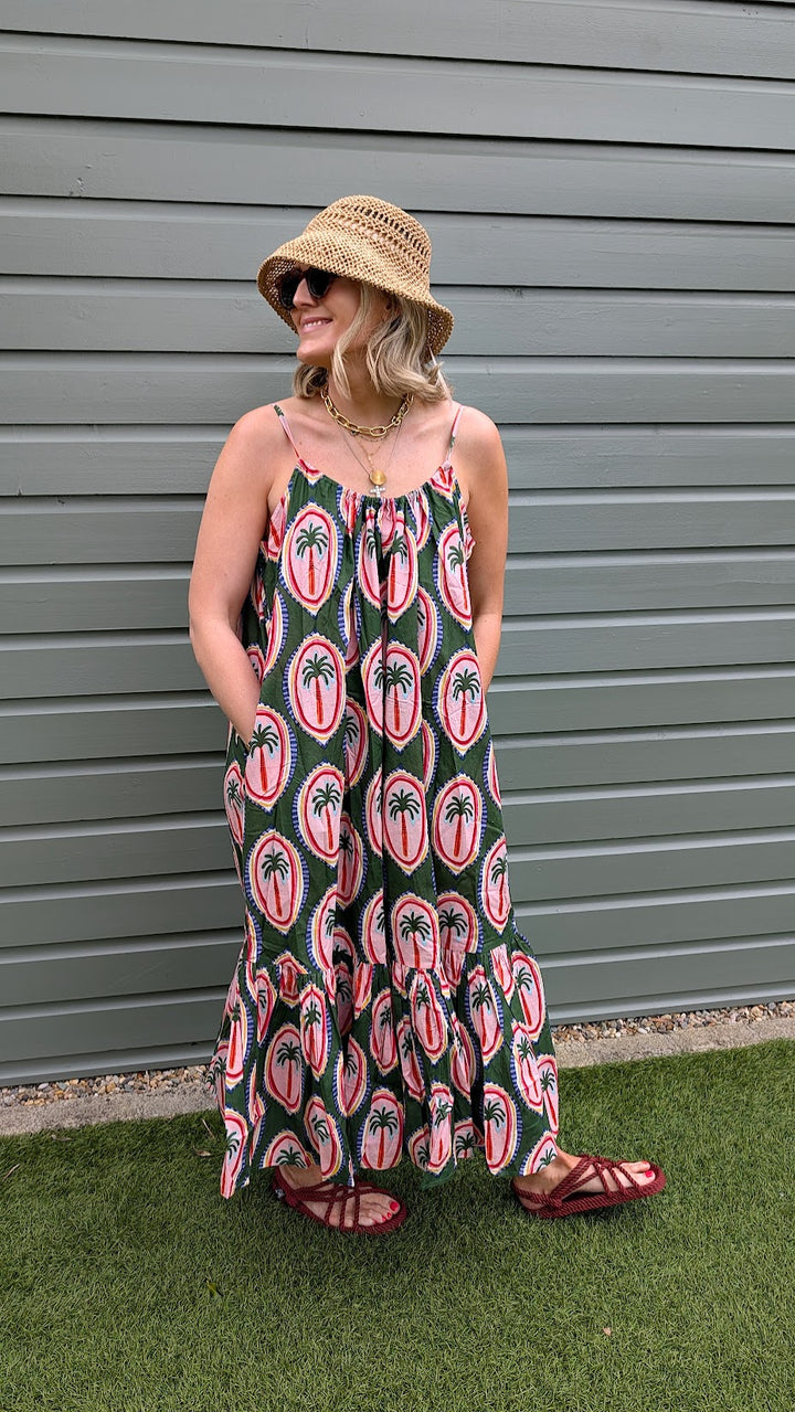 Palm Green Adjustable Summer Dress