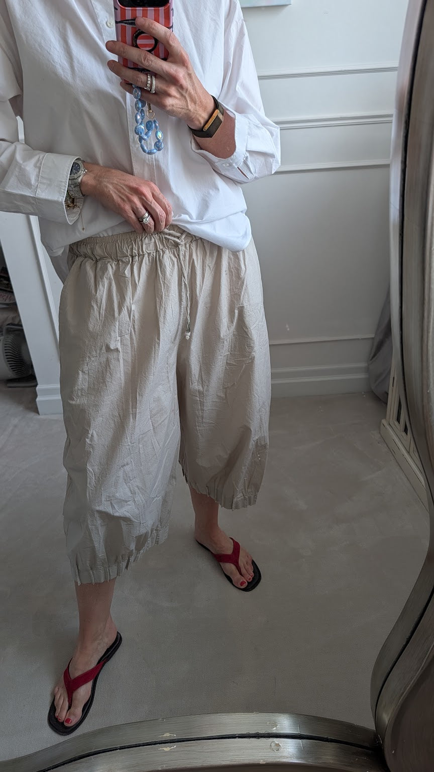 Cream Balloon Cotton Trousers