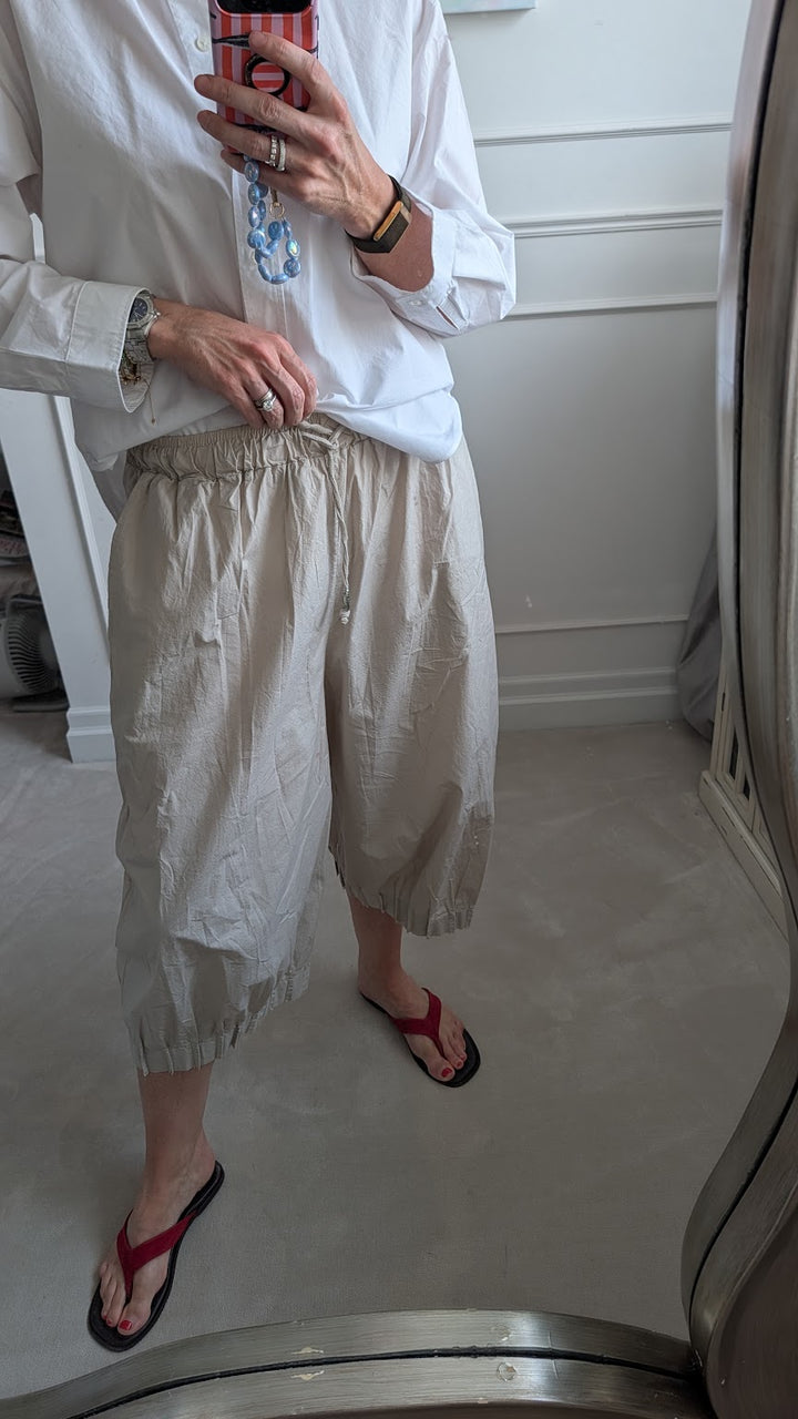 Cream Balloon Cotton Trousers