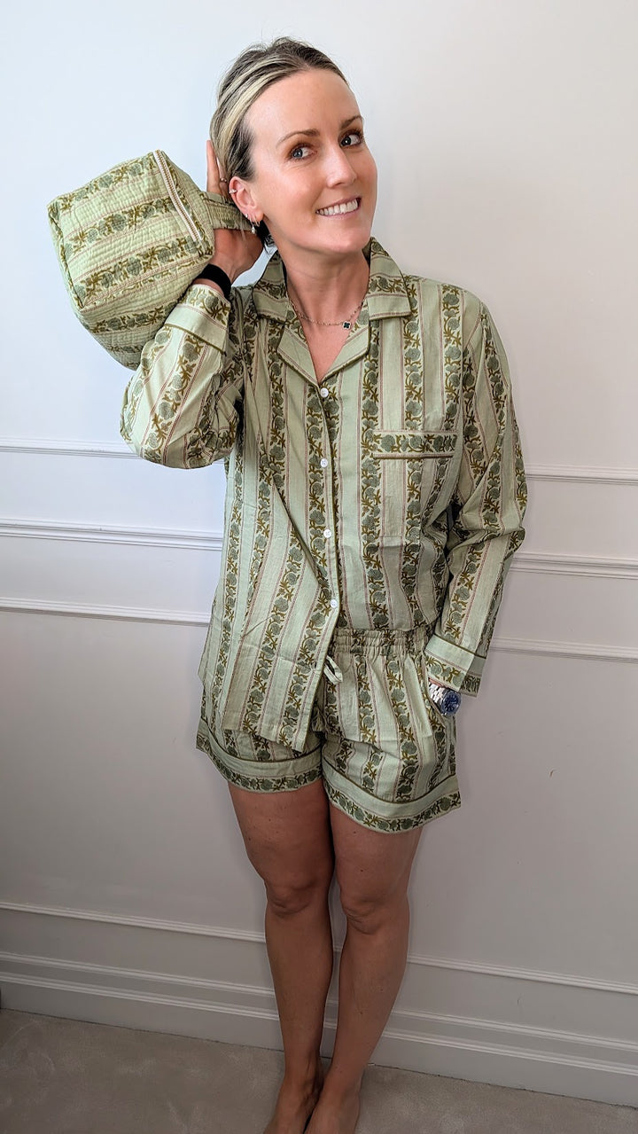 Rose Green Pyjama Set- Short