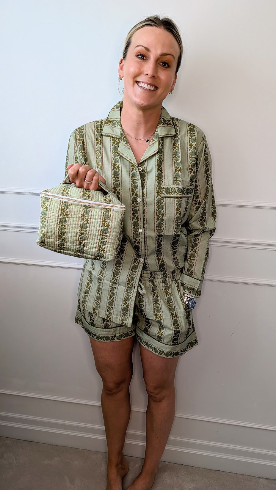Rose Green Pyjama Set- Short