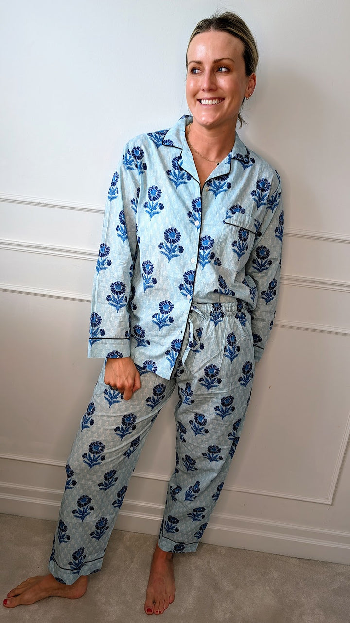 Mia Blue Pyjama Set- Long