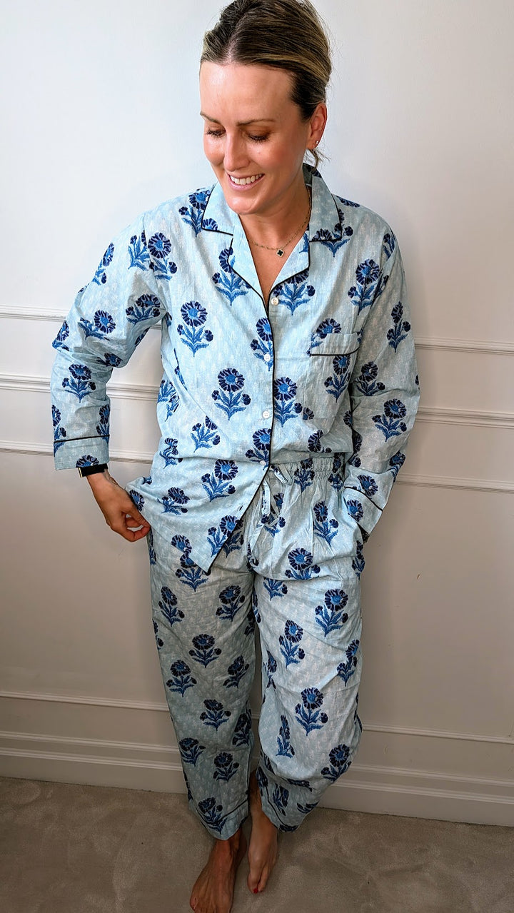 Mia Blue Pyjama Set- Long