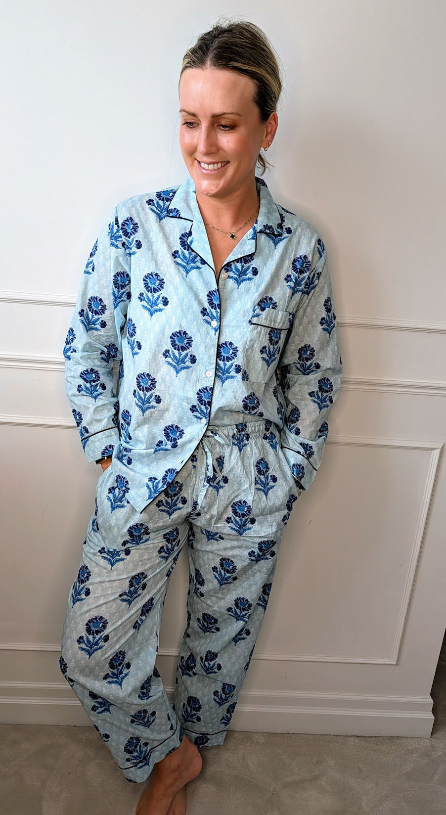 Mia Blue Pyjama Set- Long