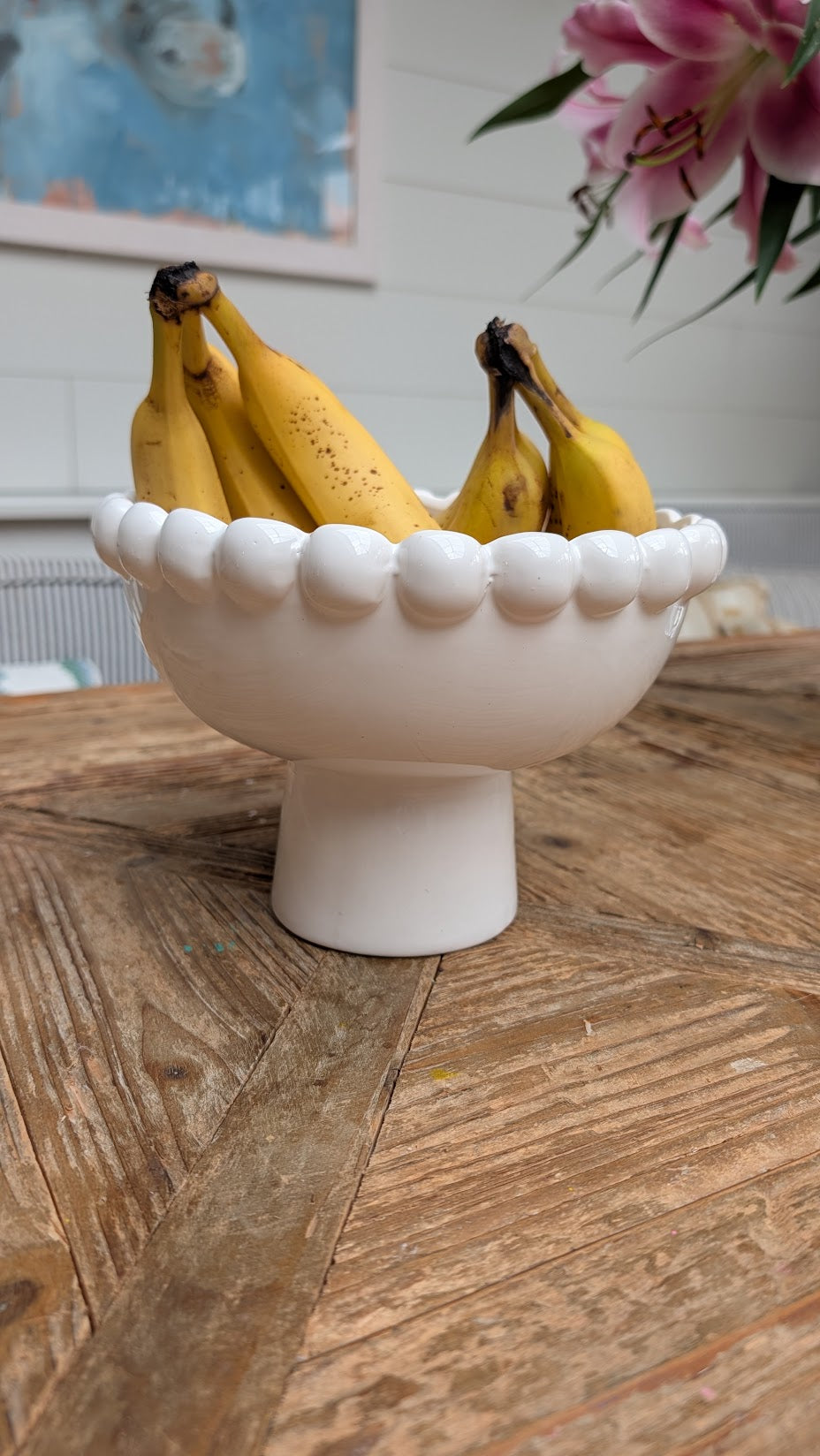 Mary White Ceramic Planter on Foot