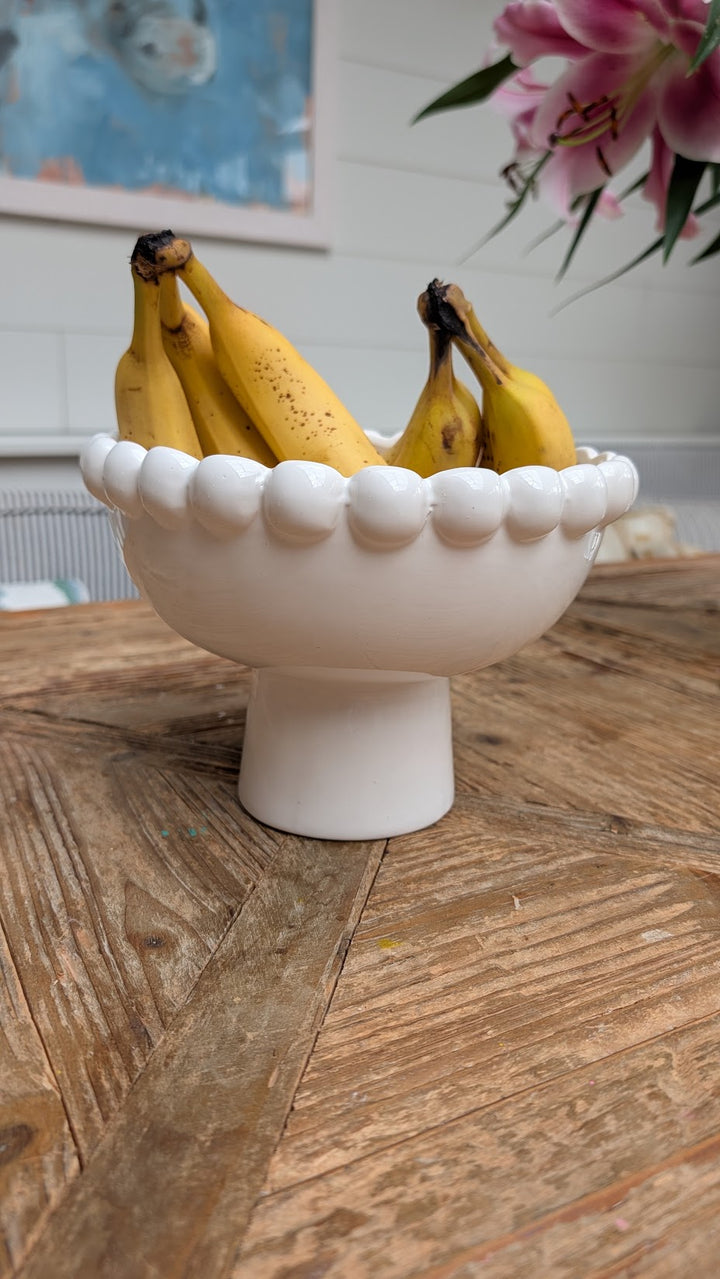 Mary White Ceramic Planter on Foot