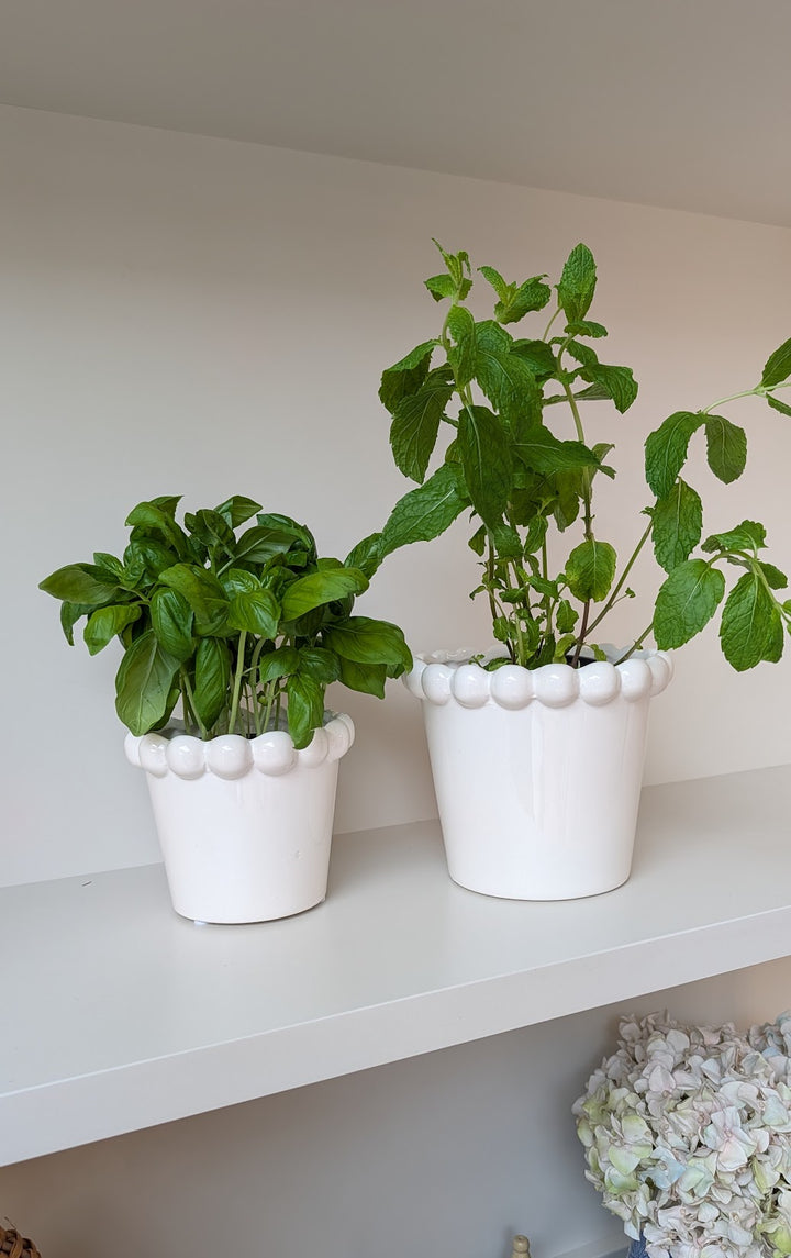 Mary White Ceramic Pot, Set of 2