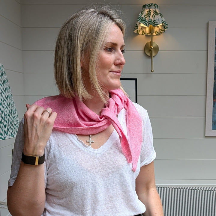 Small Pink Plain Triangular Scarf