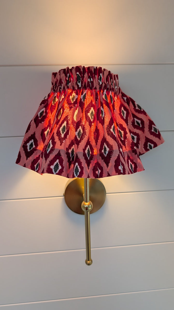 Small Ikat Red Lampshade Cover