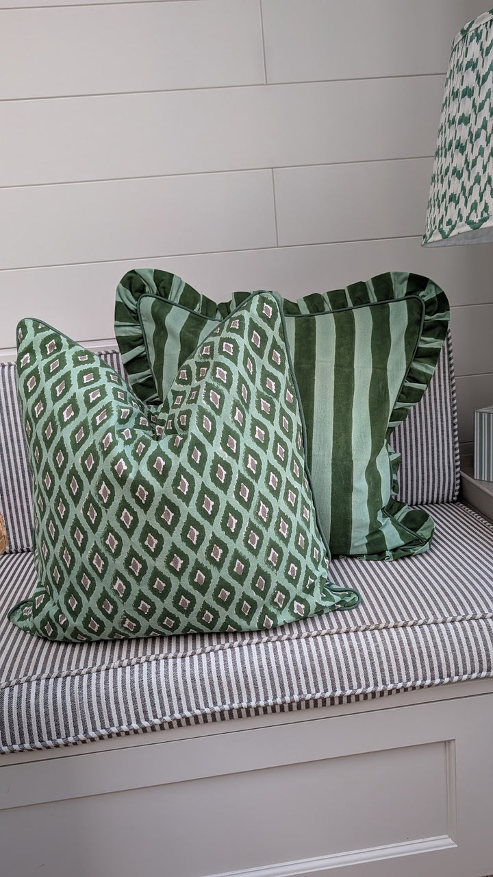 Ikat green Green Cushion Cover