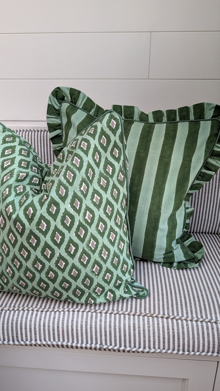Ikat green Green Cushion Cover
