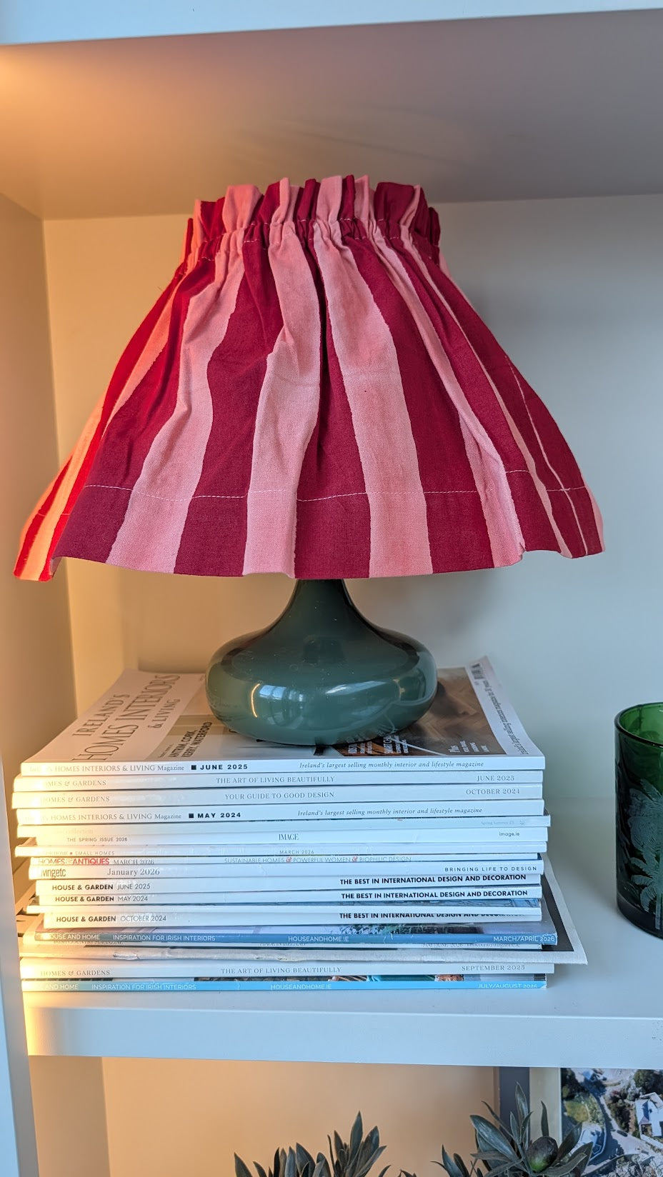 Large Stripe Red Lampshade Cover