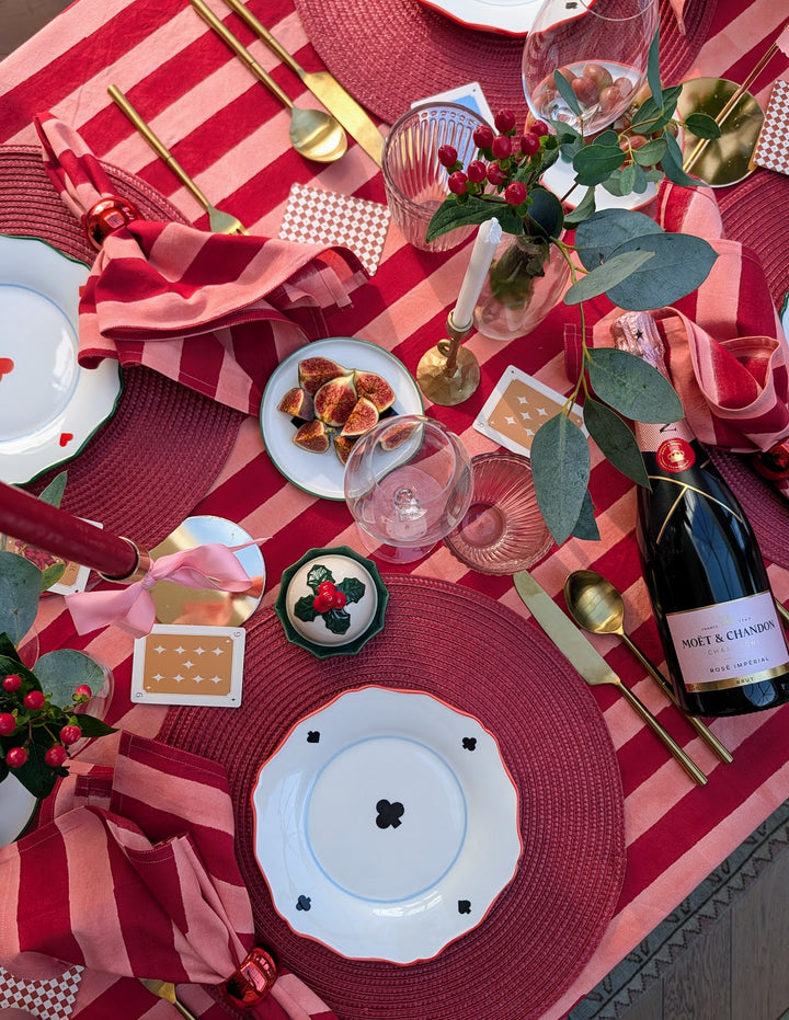 Red and pink ruffle Round Tablecloth