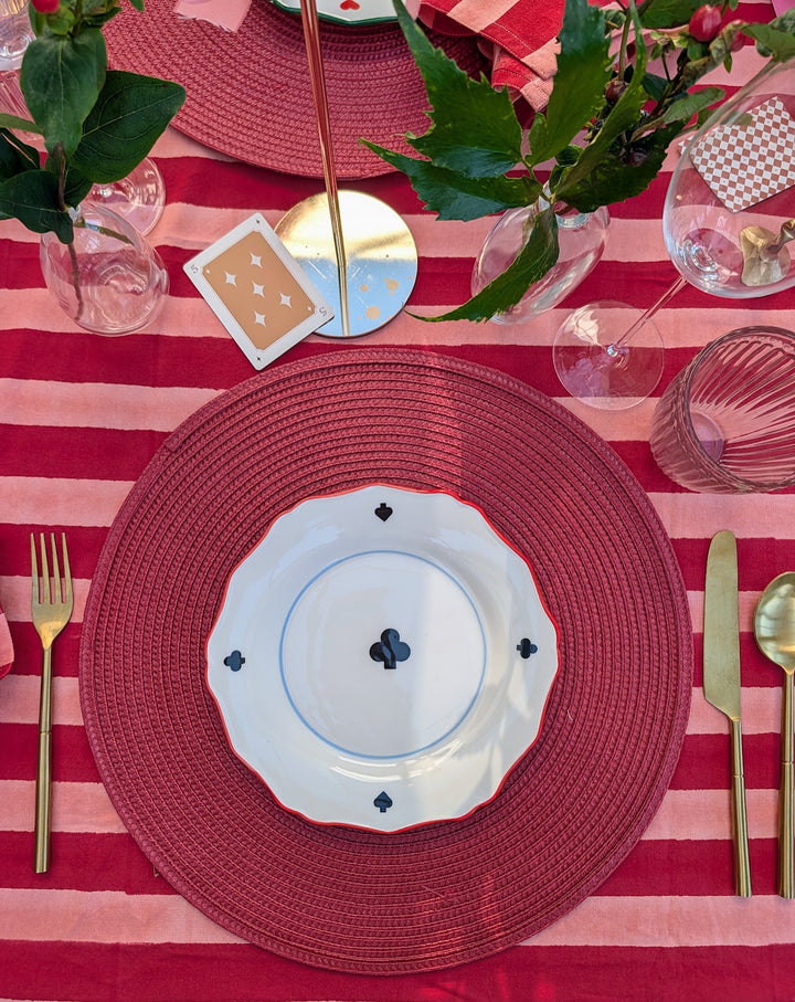 Red and pink ruffle Round Tablecloth