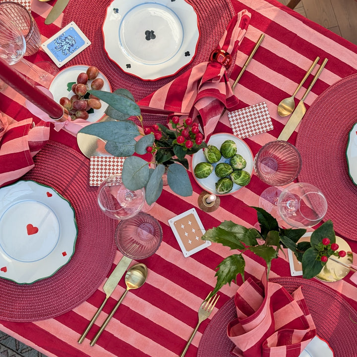 Red and pink ruffle Round Tablecloth