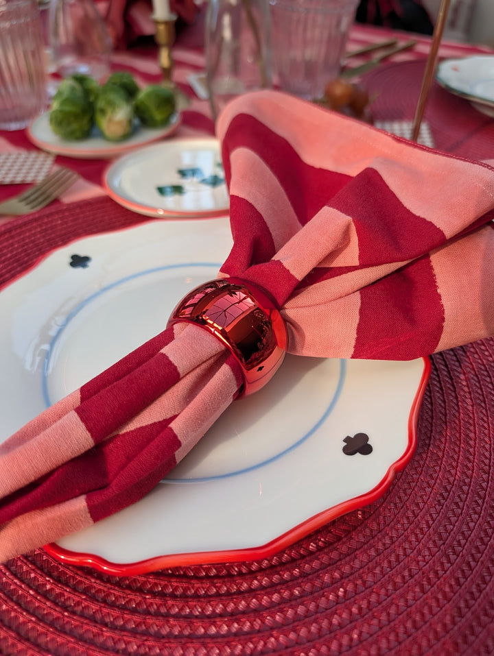 Pink and Red Stripe Napkins, Set of 4