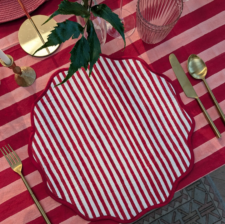 Ikat red quilted  Placemats, Sets of 2
