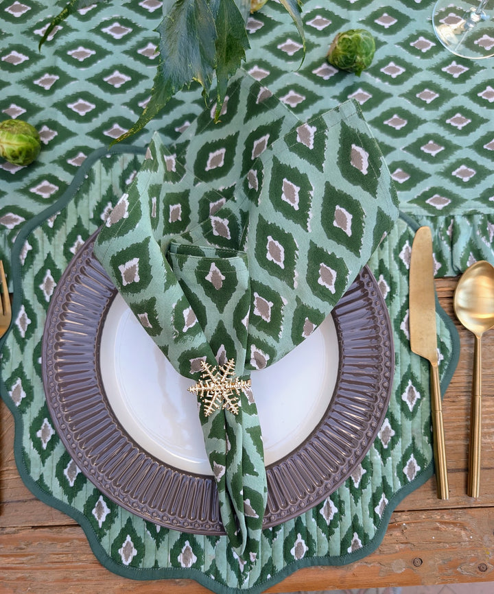 Green Ikat  Napkins, Set of 4