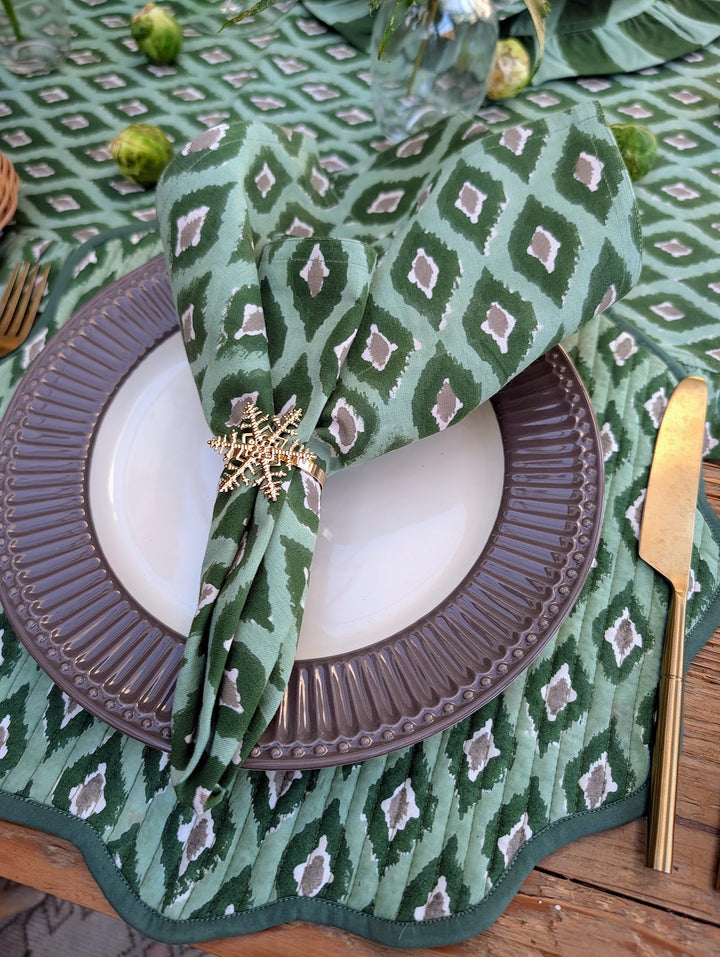 Green Ikat  Napkins, Set of 4