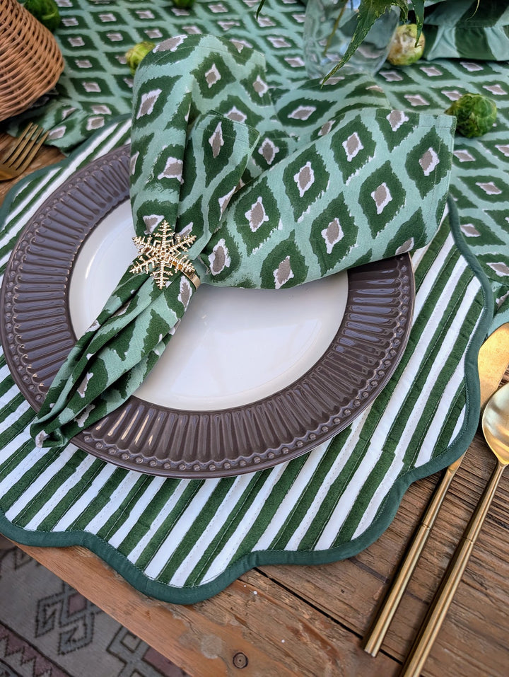 Green Ikat  Napkins, Set of 4