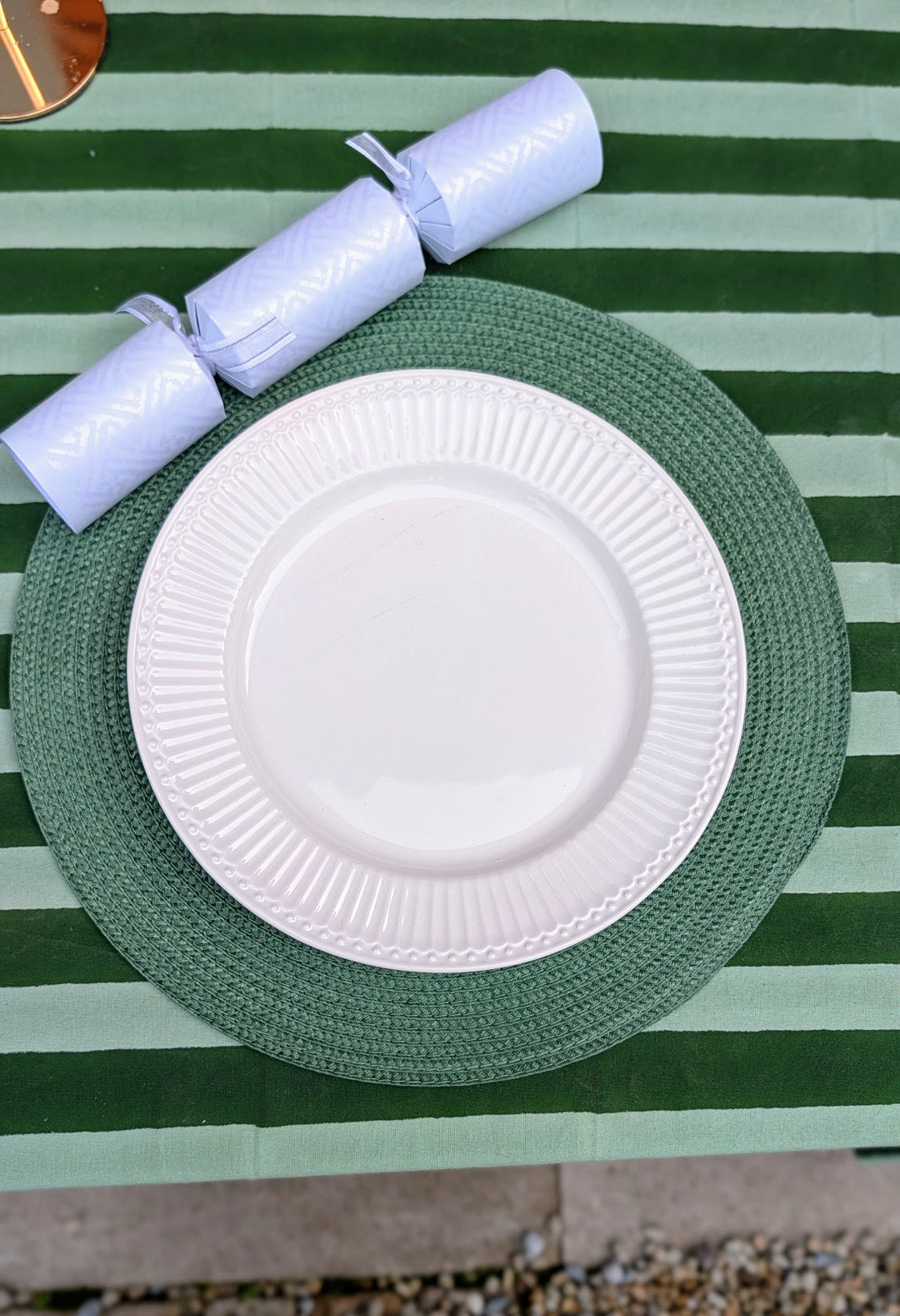 Round Braided Charger Placemat Dark Green Set of 4