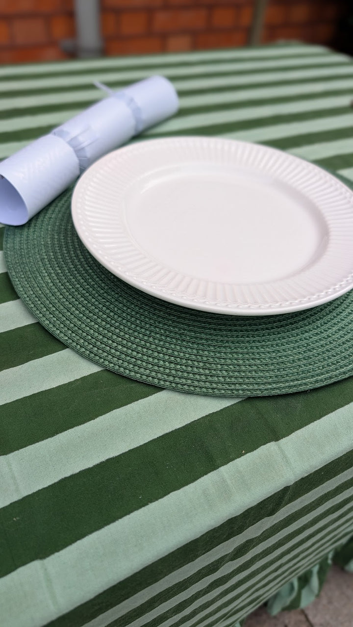 Round Braided Charger Placemat Dark Green Set of 4