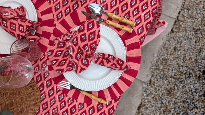 Ikat Red Rectangle Tablecloth