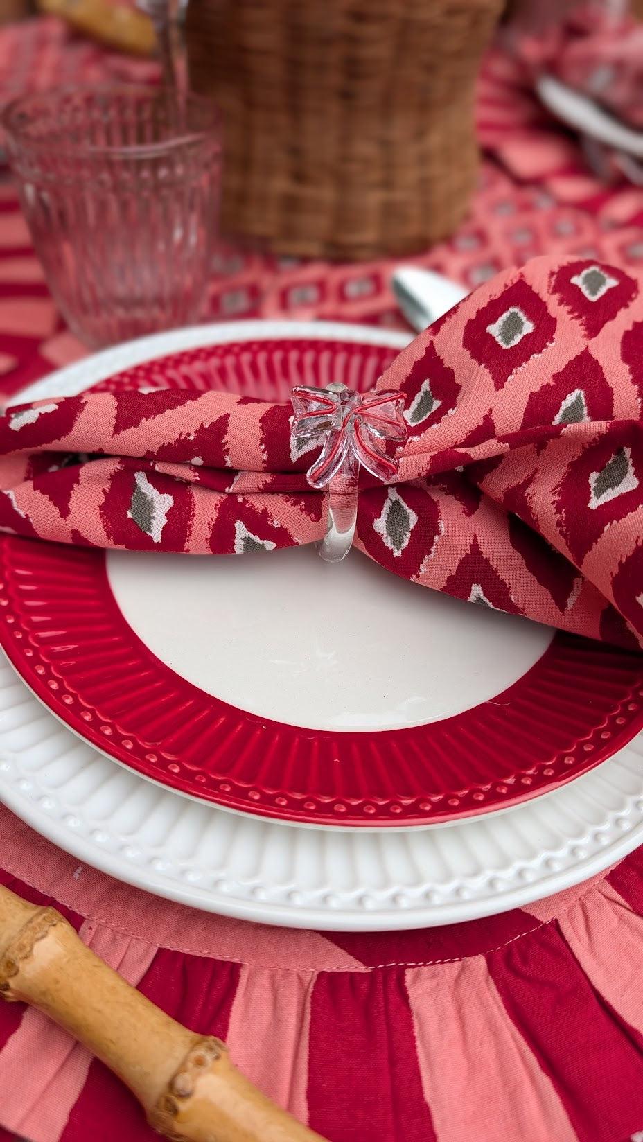 Red Ikat  Napkins, Set of 4