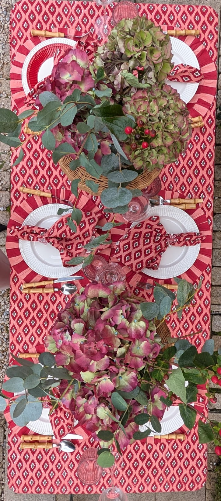 Ikat Red Rectangle Tablecloth