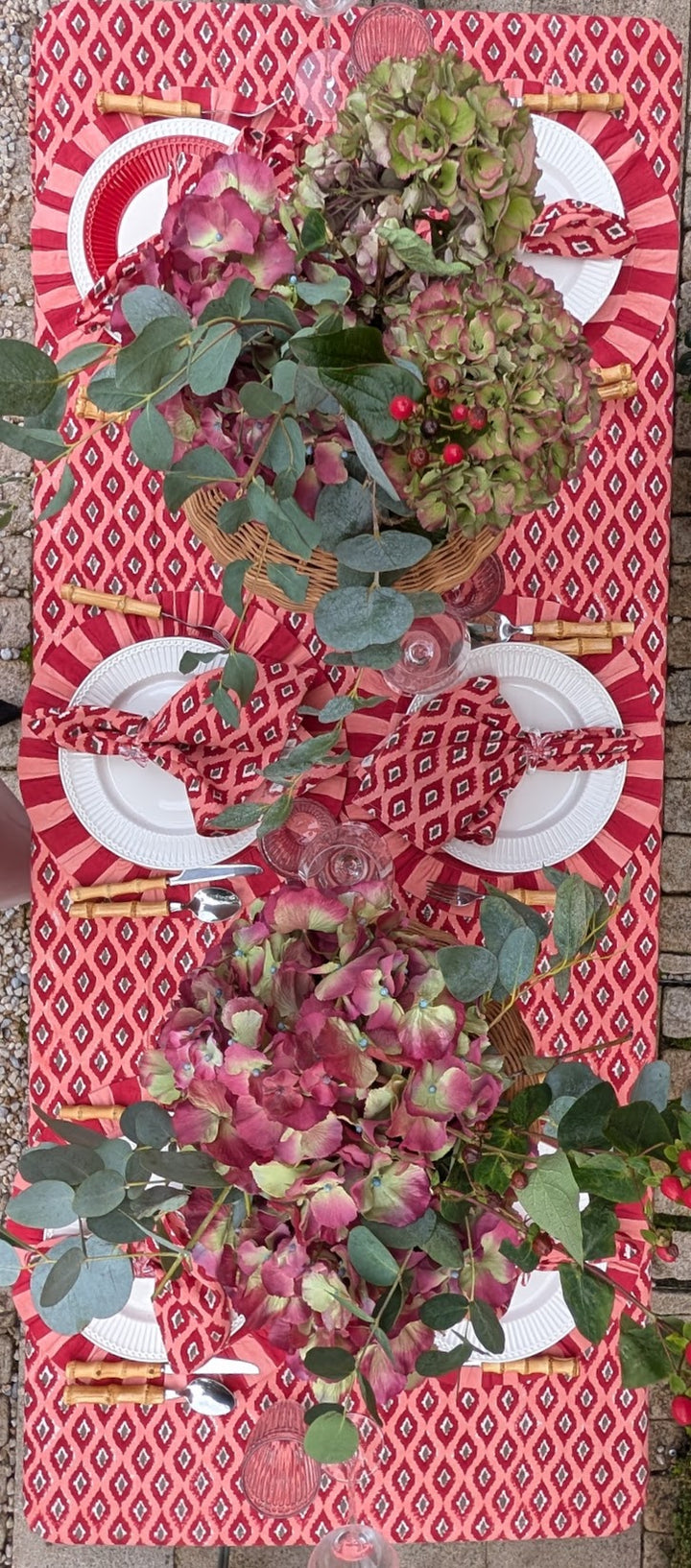 Ikat Red Rectangle Tablecloth